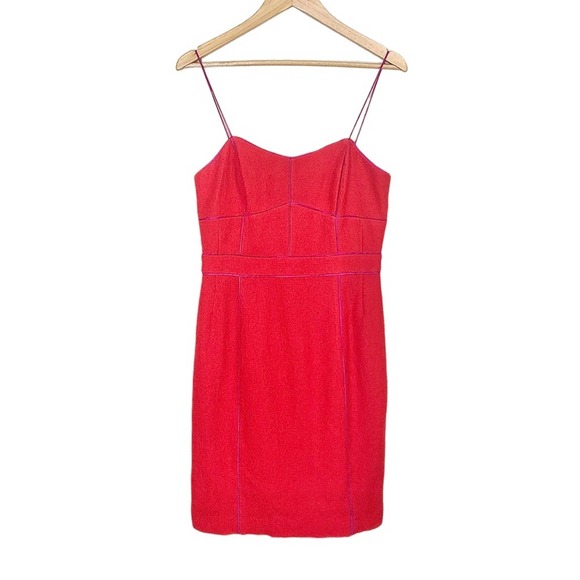 Banana Republic Wool Blend Piped Corset Dress in Vermillion Size 8 - Picture 2 of 9